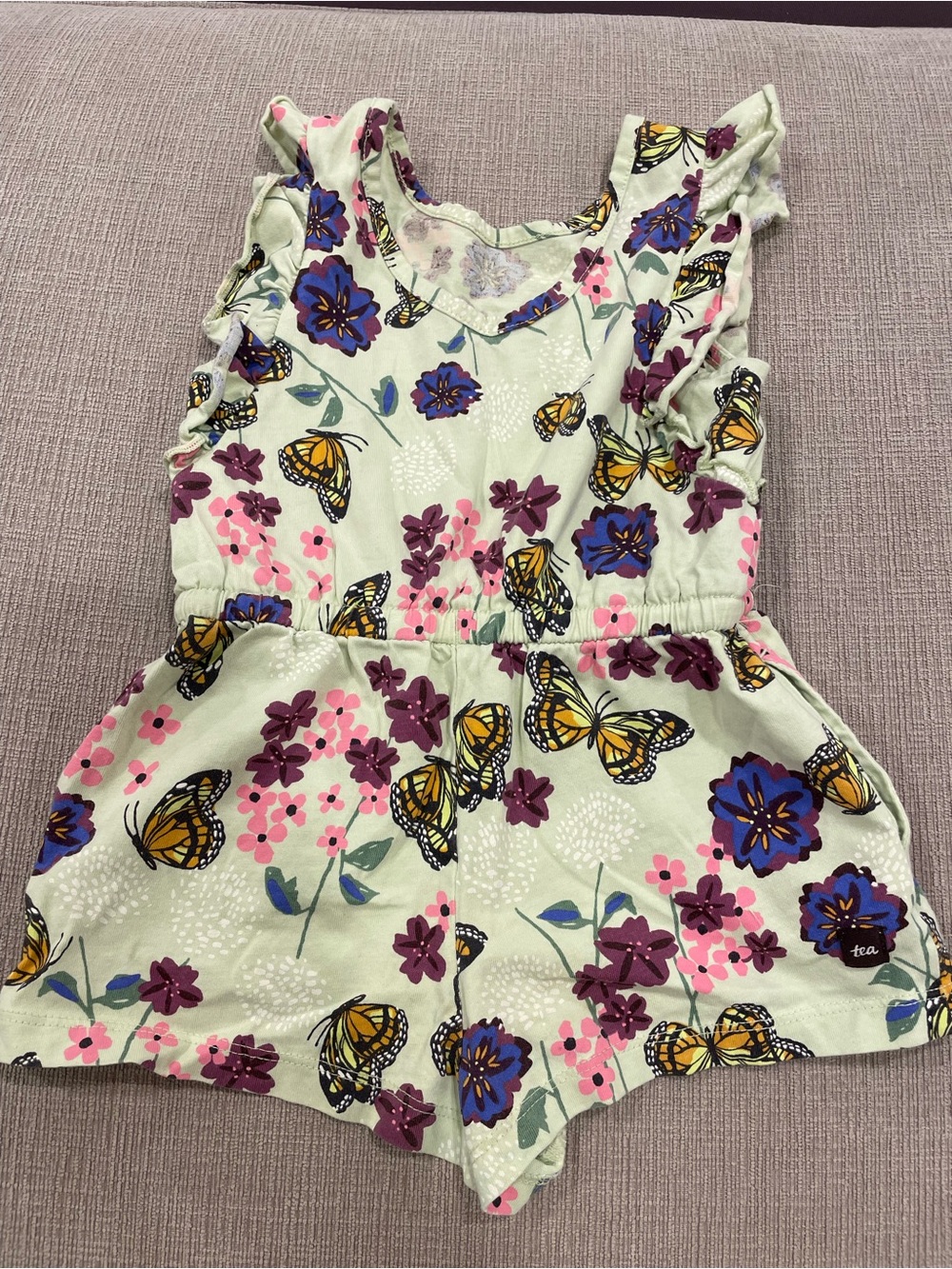 Tea Collection Butterfly Floral Ruffle Romper - Picture 4 of 4
